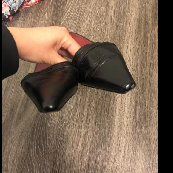 Burberry 90s Vtg Pointed Toe Leather Kitten Heels - Picture 7 of 9